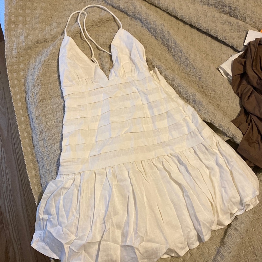 Hello Molly - Saints + Secrets white ruffle halter dress